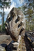 Angkor Thom - Prah Palilay multiheaded naga of the balustrade